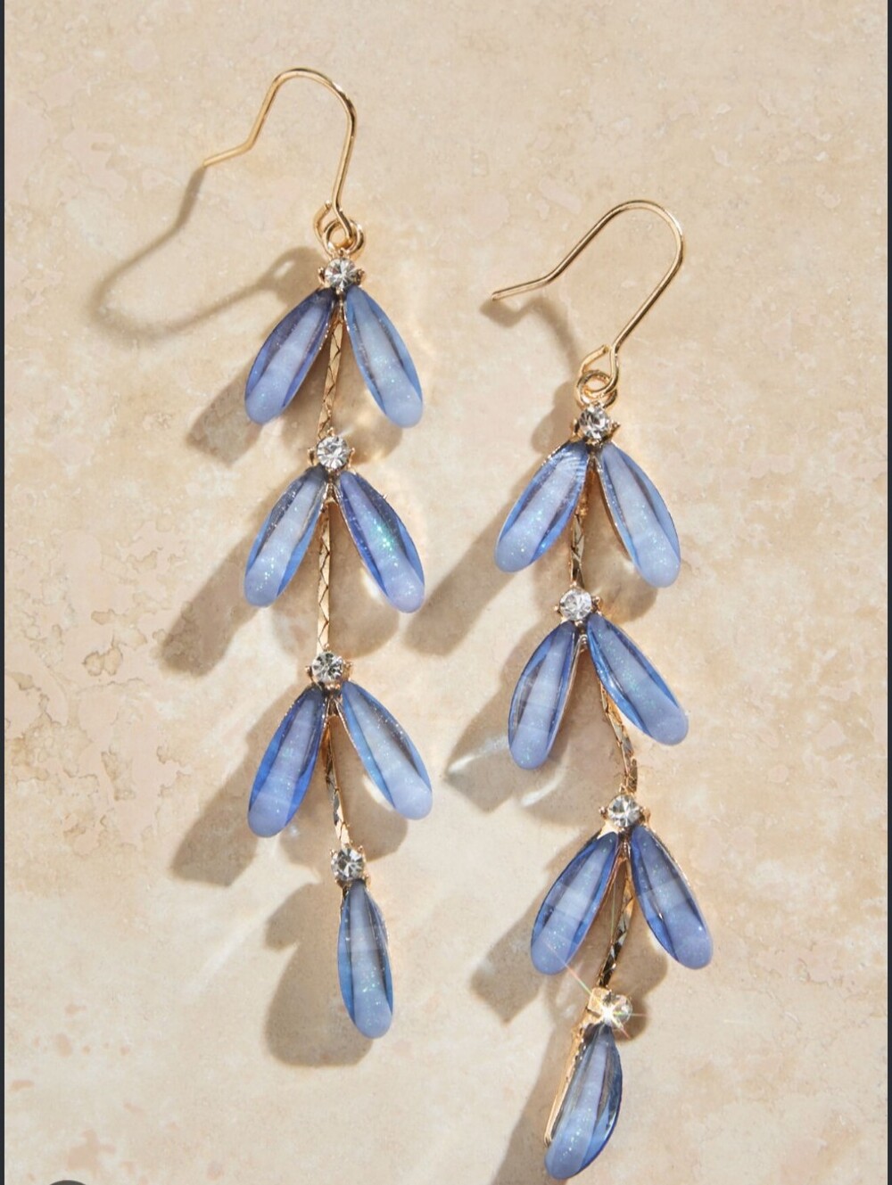 Altar'd State Earrings NWT Drop Leaf Resin Baby Blue Golden Cottagecore Bridal